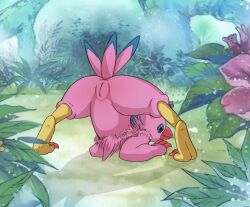 anus ass ass_up avian bandai_namco beak bird biyomon cel_shading claws colored day detailed_background digimon digimon_(species) digital_drawing_(artwork) digital_media_(artwork) feathers female feral forest forest_background genitals hi_res jack-o'_pose monster nature nature_background neck_tuft outside pink_body pink_feathers piyomon plant pose presenting presenting_hindquarters presenting_pussy pussy rear_view screencap screencap_background seductive shaded solo tabloi talons tree tuft