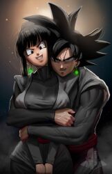 chichi chichi_black dragon_ball dragon_ball_super earrings elitenappa goku_black grabbing_from_behind potara_earrings