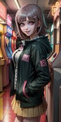 ai_generated arcade danganronpa danganronpa_2:_goodbye_despair hands_in_pockets looking_at_viewer n.c.b_ai nanami_chiaki smile stable_diffusion