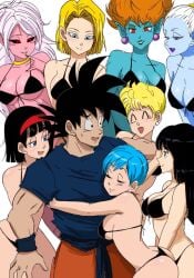 1boy 6+girls 8girls age_difference alien alien/human alien_boy alien_humanoid alien_look_like_human android_18 android_21 angel ass big_breasts bigger_male bikini black_bikini black_eyebrows black_hair black_hair_female black_hair_male black_pupils black_sclera blonde blonde_eyebrows blonde_female blonde_hair blonde_hair_female blue_eye blue_eyebrows blue_eyes blue_eyes_female blue_hair blue_hair_female blue_skin blue_skinned_female breasts brown_hair bulma_briefs butt chichi cleavage colored_sclera colored_skin cute cute_male dragon_ball dragon_ball_super dragon_ball_z ear_piercing ear_ring earring earrings eyebrows_visible_through_hair father-in-law_and_daughter-in-law female front-tie_bikini_top front-tie_top gokutrash hairband harem highres hug large_breasts long_hair long_hair_female majin_android_21 male male_saiyan mature_female milf mother_and_daughter multiple_girls older_female older_male open_mouth orange_hair orange_hair_female panchy panchy_(dragon_ball) panchy_briefs parted_lips pierced_ears piercing piercings pink_body pink_skin pointy_ears princess_snake red_eye red_eyes red_hairband saiyan simple_background smaller_female smile son_goku straight swimsuit thick_ass thick_butt thong underboob vados videl videl_(dragon_ball_super) white_background white_eyebrows white_hair white_hair_female younger_female younger_male