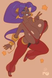 big_breasts blue_eyes dark-skinned_female dark_skin female female_only huge_breasts looking_at_viewer neozoa nz_naughty purple_hair shantae shantae_(character)