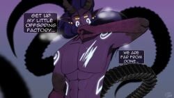 demon evil_smile horns horny implied_impregnation implied_sex looking_at_viewer monster pov purple_skin purpleguyri riley_(riley_moore) riley_moore_(artist) tail tentacle tentacle_sex text_bubble yellow_eyes