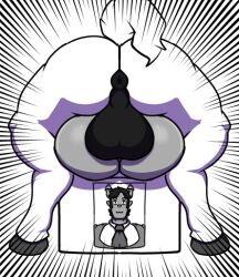 2boys anus ass bara big_ass black_hair draconicprince_(artist) feral_on_top furry hiveswap homestuck horns horse humiliation inigo_blood jokbun_cremur mating_press monochrome motion_blur motion_lines ms_paint_adventures original_character picture_(object) pointy_ears tail troll white_background white_fur white_skin yaoi zoophilia