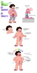 2boys balls bismuth_(steven_universe) black_hair cartoon_network gay gem gem_(species) humiliation lapis_lazuli_(steven_universe) lars_barriga male male_focus male_only mentioned_character naked off_colors_(steven_universe) penis peridot_(steven_universe) pink_hair pink_skin pubic_hair public_humiliation sodabox solo_focus steven_quartz_universe steven_universe steven_universe_future swaying sweat sweating text text_bubble warner_brothers wiggle