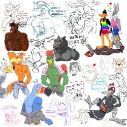 abs anthro anti_dev bailey_(brogulls) biceps bodily_fluids bugs_bunny cocoa_puffs corn_flakes cornelius_(kellogg's) crew_(anti_dev) cum daffy_duck erection feral froot_loops general_mills genital_fluids genitals group hi_res humanoid kellogg's looney_tunes male male/male mascot master_splinter nipples obliques pecs penis teenage_mutant_ninja_turtles toucan_sam triceps trix trix_rabbit warner_brothers