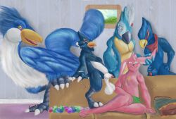 a_link_to_the_past absurd_res animal_genitalia anthro avian balls bird breath_of_the_wild cassidyoscines casting_couch detached_sheath digital_drawing_(artwork) digital_media_(artwork) falco_lombardi feral genitals hi_res kass_(tloz) lagomorph leporid link_(rabbit_form) loftwing male mammal nintendo nude rabbit revali rito saggy_balls sheath simple_background skyward_sword star_fox the_legend_of_zelda