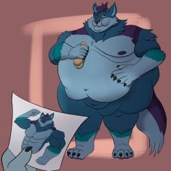 anthro belly belly_overhang big_belly blue_body blue_fur canid canine canis chubby_anthro chubby_male eating fat fat_belly fat_rolls food fur hi_res hidden_penis male male_only mammal mephyboy morbidly_obese morbidly_obese_anthro morbidly_obese_male muscular muscular_male nipples nude obese obese_anthro obese_male overweight overweight_anthro overweight_male photo sandwich_(food) simple_background weight_gain wolf yukon