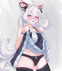 animal_ears fox_girl ghost_girl latam_virtual_youtuber magenta_eyes panties pookyboo psypolo skirt_lift thighhighs thighs virtual_youtuber vtuber vtuberfanart white_hair youtube_hispanic