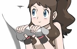 animated anon brown_hair brown_hair_female color colored edit edited hilda_(pokemon) pokemon puffy_hair tagme third-party_edit transparent_background two_handed_masturbation w.t.dinner