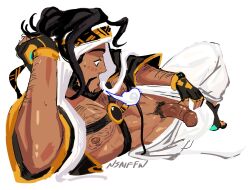 arm_hair bara beard black_hair blush body_cage body_harness brown-skinned_male brown_eyes brown_skin chest_hair chest_harness clothed_male gay gloves harness headwear male male_only nsaiffw pants pants_down peeking_penis pubes pubic_hair rashid shirt shoes street_fighter street_fighter_6 sweat tan-skinned_male tan_skin yaoi