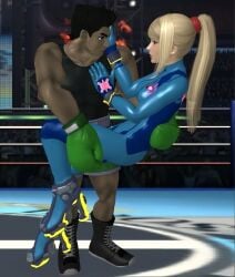 1boy 1girls 3d age_difference aroused biceps bimbo black_hair black_tank_top blonde_female blonde_hair blue_eyes bodysuit boxer boxing_gloves boxing_ring boxing_shoes cougar green_boxing_gloves green_shorts height_difference high_heels holding_in_arms imminent imminent_kiss jet_boots little_mac long_hair looking_at_partner love metroid milf muscles muscular muscular_legs muscular_male nintendo older_female partners ponytail punch_out samus_aran sfm skin_tight sourcefilmmaker stud super_smash_bros. super_smash_bros._for_nintendo_3ds_and_wii_u teenager tied_hair tight_clothing younger_male zero_suit zero_suit_samus