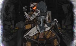 2d_(artwork) ash_(titanfall) clothed_sex cockpit cowgirl_position cum_in_pussy cum_inside female/male glowing glowing_helmet glowing_pussy helmet_with_visor holographic_pussy joints lap_sex northstar_titan_(titanfall) pilot_(titanfall) pilot_uniform robot_humanoid robot_pussy seated_cowgirl simulacrum stim_pilot titanfall titanfall_2 video_game_character video_games viper_(titanfall_2)