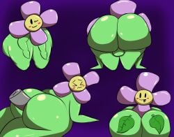 1boy 1girls anal anal_sex anthro ass assertive_kiwami bent_over big_ass big_breasts big_butt black_eyes blush blush_stickers breasts bulge crazee_dayzee embarrassed female flower huge_ass male mario_(series) nintendo paper_mario penetration shortstack simple_background tagme thick