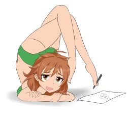 angel_of_meh araki_hina ass_on_head contortion contortionist drawing embarresed female idolmaster idolmaster_cinderella_girls laying_on_stomach solo