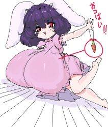 1girls 2d 2d_(artwork) alternate_breast_size black_hair carrot digital_drawing_(artwork) digital_media_(artwork) gigantic_breasts huge_breasts hyper hyper_breasts lewdzurinderz rabbit_ears rabbit_girl shortstack solo tewi_inaba touhou