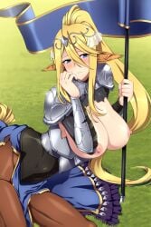 armor centaur centorea_shianus equid_taur lindaroze monster_girl monster_musume_no_iru_nichijou nipples taur tits_out torn_armor