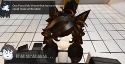 1boy1girl 3d anthro anthro_on_human big_ass big_balls big_breasts big_penis black_fur blowjob changed_(video_game) cum_in_mouth dialog dialogue dialogue_box ejaculation english_text fellatio female_puro furry glowing_eyes human_on_anthro idiot large_ass large_balls large_breasts large_penis lin_(changed) looking_at_penis male_pov messy_hair mildy_funny nipples nonalterna pale_skin pov puro_(changed) raised_tail roblox robloxian rule_63 self_upload skull_mask text white_eyes white_skin