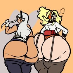 2022 2girls absurd_res ass ass_to_ass bottom_heavy burnin_(my_hero_academia) curvaceous curvy dumptruck_ass duo duo_focus female_focus female_only flaming_hair green_hair hips huge_ass huge_thighs kamiji_moe long_hair looking_at_another miruko moe_kamiji my_hero_academia rabbit_ears rumi_usagiyama thick_thighs thighs town_of_skeles usagiyama_rumi voluptuous white_hair wide_hips