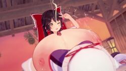 1futa 1girls 3d 3d_animation alternate_breast_size animated bow brown_hair clothed_futanari_nude_female cum cumming ejaculation futa_on_female futanari gigantic_breasts hair_ornament happy happy_sex hat huge_breasts huge_cock hyper hyper_breasts koikatsu mega_paizuri mojo-robo no_sound paizuri paizuri_lead_by_female reimu_hakurei shortstack size_difference tagme touhou video yellow_eyes yukari_yakumo