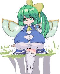 1girls 2d 2d_(artwork) alternate_breast_size daiyousei digital_drawing_(artwork) digital_media_(artwork) drinking fairy fairy_wings gigantic_breasts green_eyes green_hair huge_breasts hyper hyper_breasts lewdzurinderz milk milk_bottle shortstack solo touhou