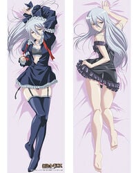 barefoot chrome_shelled_regios feet felli_loss garter_belt open_clothes open_shirt panties shirt silver_hair thighhighs watermark white_hair