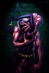 1boy 1boy1girl 1girls black_skin chains cthulhu female male night_elf purple_skin sex warcraft