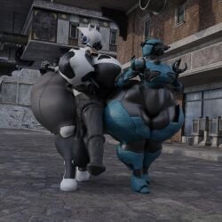 1futa 1girls 3d ada_(fallout) assaultron big_ass big_breasts breasts bubble_butt cow_print crossover fallout fallout_4 female futanari haydee haydee_(game) horsecock horsecock_futanari huge_ass latex latex_bodysuit latex_futa latex_suit qzk_forte thick_thighs wide_hips