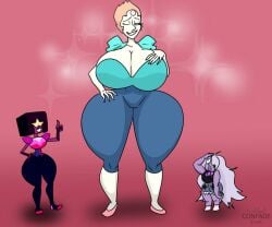 amethyst_(steven_universe) big_breasts cartoon_network confade garnet_(steven_universe) gem_(species) giant_breasts giantess huge_breasts pearl_(steven_universe) size_difference steven_universe thick_thighs