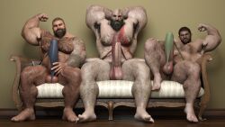 3boys arms_behind_head bald bald_man bara barefoot barely_clothed barely_visible_penis beard big_penis brown_eyes brown_hair chris_redfield couch daddy dilf erect_nipples erect_penis erection facial_hair flaccid flaccid_penis flexing flexing_bicep god_of_war grin grinning hair hairy hairy_armpits hairy_arms hairy_chest hairy_legs hairy_male kratos looking_at_viewer male male_only multiple_boys multiple_males muscles muscular muscular_male nsfwmaker original_character panties penis_out penis_out_of_underwear penis_sticking_out penis_under_clothes resident_evil scantily_dress serious serious_look sitting sitting_on_couch skimpy_panties skimpy_underwear smile smiling_at_viewer smirk smirking smirking_at_viewer speedo thick_thighs thighs thong thong_bikini