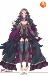 1girls alternate_costume alternate_version_available bare_thighs black_hair bodystocking breasts bride cape crazzeffect detached_sleeves facial_mark female female_only fire_emblem fire_emblem_fates frown full_body high_heels long_hair looking_at_viewer mouth_veil nintendo nyx_(fire_emblem) pink_eyes revealing_clothes see-through sideboob small_breasts solo standing thighhighs thighs veil very_long_hair wedding_dress white_background