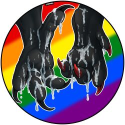 accipitrid accipitriform anthro avian bird bodily_fluids claws corrsk cum cum_on_feet digit_ring digital_media_(artwork) dragon duo eagle feet foot_focus gay genital_fluids hi_res jewelry lgbt_pride male paws pride_colors rainbow_pride_colors ring scalie simple_background soles toe_ring