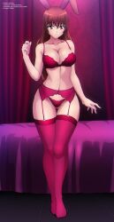 1girls brown_eyes brown_hair bunny_ears bunny_girl cleavage faunus female garter_belt garter_straps large_breasts lingerie long_hair looking_at_viewer rabbit_ears rwby stockings thigh_highs thighhighs underwear velvet_scarlatina zel-sama