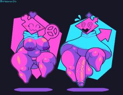 2023 absurd_res armless ass balls big_balls big_breasts big_butt big_penis blue_clothing blue_robe blush blush_lines breasts closed_eyes clothed clothing deltarune digital_creature digital_media_(artwork) dizzy_eyes duo female floating front_view genitals hi_res huge_cock humanoid male no_underwear open_mouth penis pink_body pink_ears pink_tail pixel_(artwork) pussy raised_clothing robe spiral_eyes tail thick_thighs undertale_(series) vein veiny_penis virovirokun xmelomor24x