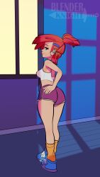 3d blender blenderknight cel_shading dolphin_shorts female female_focus female_only foster's_home_for_imaginary_friends frankie_foster looking_back presenting_hindquarters red_hair solo_female solo_focus tagme tank_top