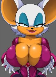 1girls bat bat_ears big_breasts cleavage eyebrows eyelashes eyeshadow fangs female female_focus female_only green_eyes large_breasts lipstick looking_at_viewer netflix rouge_the_bat rouge_the_bat_(prime) solo solo_female sonic_(series) sonic_prime sonic_the_hedgehog_(series) tan_body tan_skin ttrop white_body white_fur wide_hips