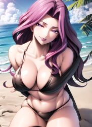 1girls ai_generated beach big_breasts bikini breasts code_geass cornelia_li_britannia female large_breasts swimsuit tagme
