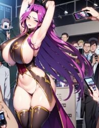 ai_generated armpits arms_up background_mutant code_geass cornelia_li_britannia crowd huge_breasts humiliation large_breasts public_exposure