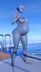 1girls 3d abs alien_girl asari bare_shoulders bikini blue_body blue_skin blue_sky breasts clothed clothed_female clouds female female_only fit_female guidugalle guimontag lactation liara_t'soni mass_effect nipples pregnant pregnant_belly pregnant_female pussy scales sci-fi solo solo_female summer