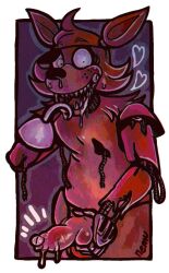 animal_genitalia animal_penis animatronic anthro bodily_fluids canid canine canine_genitalia canine_penis digital_media_(artwork) eye_patch eyewear five_nights_at_freddy's fox foxy_(fnaf) genital_fluids genitals hook hook_hand knot machine male male_only mammal nemu_(artist) open_mouth penis precum robot scottgames simple_background solo source_request teeth unavailable_at_source