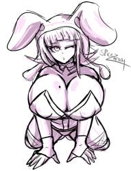 breasts bunny_ears bunny_girl bunnysuit cleavage danganronpa danganronpa_2:_goodbye_despair female_only large_breasts mole mole_on_breast nanami_chiaki nipple_bulge spicezeros super_danganronpa_2