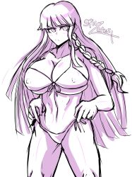 1girls bikini bikini_bottom bikini_top breasts cleavage danganronpa danganronpa:_trigger_happy_havoc danganronpa_1 female female_only kirigiri_kyouko large_breasts monochrome nipple_bulge sketch solo spicezeros