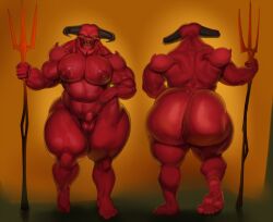 anthro ass baron_of_hell_(doom) big_ass big_breasts big_butt breasts bubble_ass bubble_butt demon doom doom_(series) genitals huge_ass id_software justmegabenewell male male_only penis red_body small_penis solo