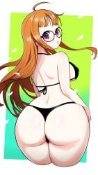 alternate_costume ass atlus big_butt black_bikini female female_only glasses neucia persona persona_5 sakura_futaba solo tagme