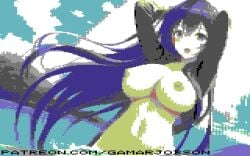 8_bit 8bit ai_generated beach big_breasts commodore_64 gamarjobson long_hair naked naked_female pixel_(artwork) pixel_art tagme water