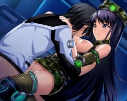 animated black_hair censored exposed_breasts grisaia_(series) grisaia_senjou_no_barcarolle long_hair mosaic_censoring on_lap pixelated sakaki_yumiko thighhighs vaginal_penetration vaginal_sex