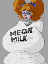 baby_(fnafsl) breasts circus_baby circus_baby_(fnaf) female five_nights_at_freddy's huge_breasts mega_milk red_hair solo solo_female tagme twintails