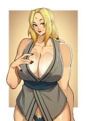 1girls absurdres big_breasts blonde_hair blonde_pubic_hair breasts clavicle cleavage collarbone cowboy_shot drakkaiart female female_only g-string highres hourglass_figure huge_breasts large_breasts lipstick long_hair makeup mature mature_female mature_woman nail_polish naruto naruto_(series) no_bra no_pants oppai panties pubic_hair pubic_hair_peek sagging_breasts solo tsunade voluptuous wide_hips