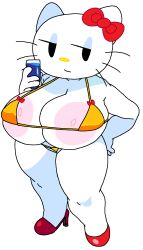 1girls ankles anthro anthropomorph anthropomorphic anthropomorphic_cat anthropomorphism anthropomorphization areola areolae beverage big_areola big_areolae big_breasts bikini blue_eyeliner blush blushing blushing_at_viewer bored bored_expression bow bowtie bra breasts cassettedream cat cat_ears cat_girl cat_whiskers catgirl clothes clothing dream-cassette drink ears elbow elbows eyeliner female female_only girl glass glass_cup heel hello_kitty hello_kitty_(character) hello_kitty_(series) hips holding_beverage holding_drink holding_glass holding_glass_cup hoshime huge_areola huge_areolae huge_breasts kitty_white knees legs light_blue_eyeliner liquid neck neko nipples nose panties red_bow red_bowtie red_clothes red_clothing red_heels red_ribbon red_shoes ribbon sanrio shoes shoulders solo solo_female thick_legs thick_thighs thighs transparent_background wardrobe_malfunction whiskers wide_hips yellow_bikini yellow_bra yellow_clothes yellow_clothing yellow_nose yellow_panties