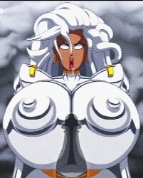 1boy 1girls angelauxes animated big_breasts big_penis breasts dark-skinned_female dark_skin huge_breasts huge_cock jiggling_breasts large_breasts large_penis marvel marvel_comics massive_breasts massive_penis no_sound ororo_munroe penis shorter_than_10_seconds shorter_than_30_seconds storm_(x-men) tagme vhs_filter video white_hair x-men