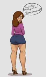 2d brown_hair color curvy dialogue diklonius donna_(king_of_the_hill) english_text female hi_res high_heels huge_ass king_of_the_hill long_hailr looking_at_viewer mature mature_female milf name_drop sketch skirt text_bubble thick_thighs voluptuous